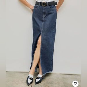 Denim Maxi Skirt with Slit